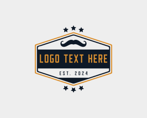 Brown Man - Moustache Hair Barber logo design