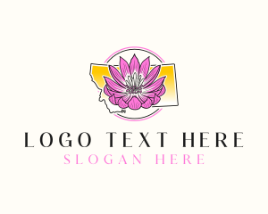 Map - Montana Bitterroot Flower logo design