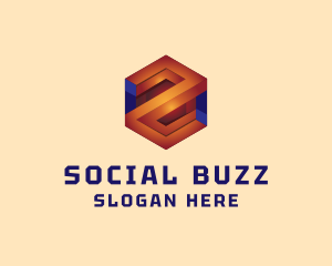 Twitter - 3D Business Hexagon logo design
