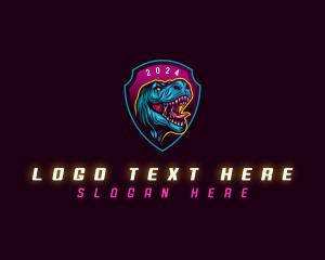 Dinosaur - Tyrannosaurus Shield Gaming logo design