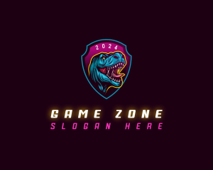 Tyrannosaurus Shield Gaming logo design