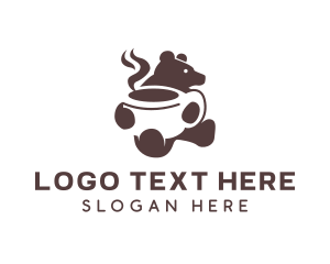 Cafe - Hot Coffee Bear logo design