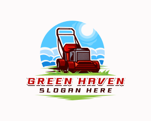 Lawn Mower Gardening Turf logo design