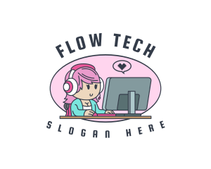 Gamer Tech Female logo design