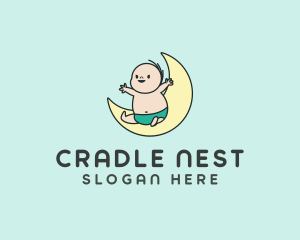 Cradle - Happy Baby Moon logo design