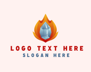 Torch - Fire Ice Crystal logo design