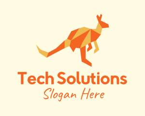Wildlife Center - Orange Kangaroo Origami logo design
