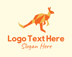 Wildlife Center - Orange Kangaroo Origami logo design