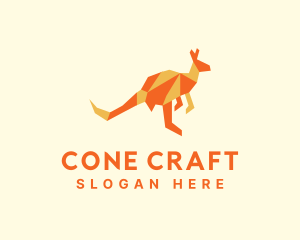 Orange Kangaroo Origami logo design