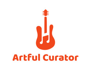 Red Guitar Note logo design