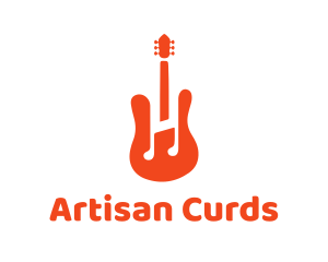 Red Guitar Note logo design