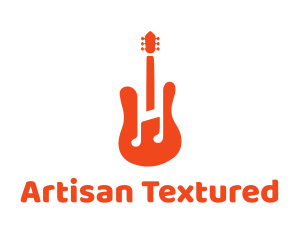 Red Guitar Note logo design