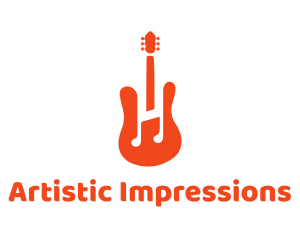 Red Guitar Note logo design