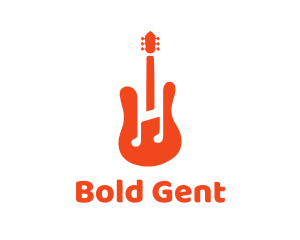 Red Guitar Note logo design