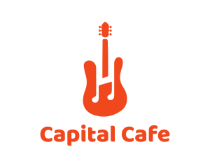 Red Guitar Note logo design