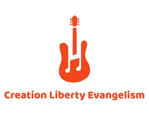 Red Guitar Note logo design