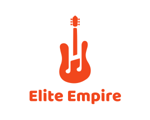 Red Guitar Note logo design