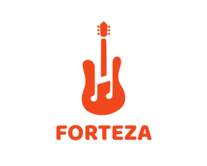 Red Guitar Note logo design