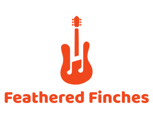 Red Guitar Note logo design