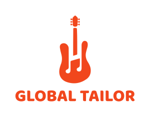 Red Guitar Note logo design