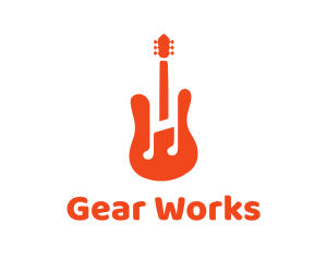 Red Guitar Note logo design