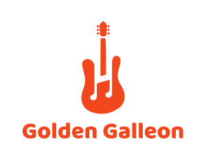 Red Guitar Note logo design