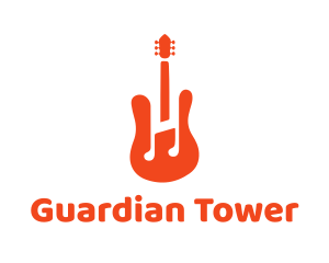 Red Guitar Note logo design