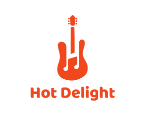 Red Guitar Note logo design