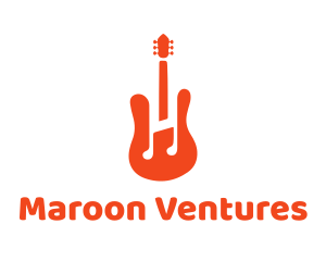 Red Guitar Note logo design