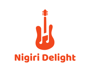 Red Guitar Note logo design