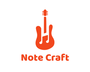 Note - Red Guitar Note logo design