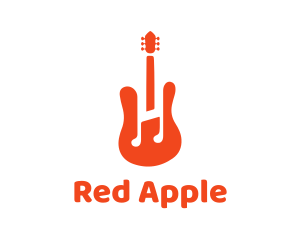 Red - Red Guitar Note logo design