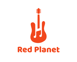 Red Guitar Note logo design