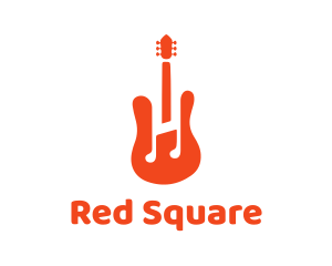 Red Guitar Note logo design