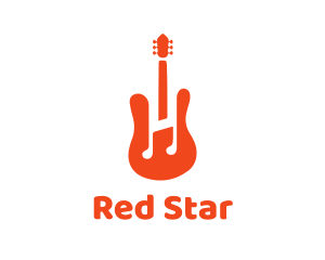 Red Guitar Note logo design