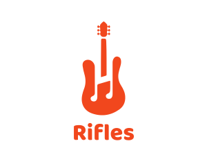 Red Guitar Note logo design