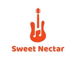 Red Guitar Note logo design