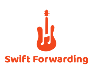 Red Guitar Note logo design