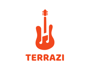 Red Guitar Note logo design