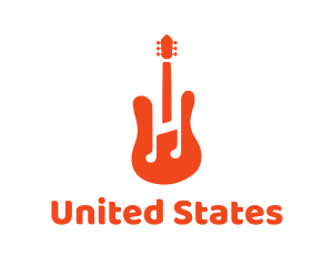 Red Guitar Note logo design