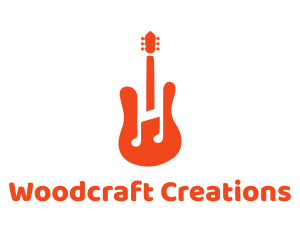 Red Guitar Note logo design