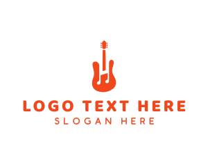 Music Label - Red Guitar Note logo design