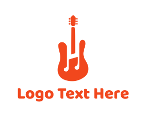 Latino - Red Guitar Note logo design