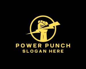 Boxing - Fist Punch Lightning Bolt logo design