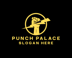 Boxing - Fist Punch Lightning Bolt logo design