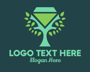 Green - Diamond Leaf Tree logo design