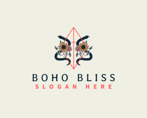 Snake Floral Boho logo design