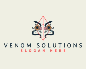 Snake Floral Boho logo design