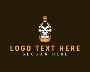 Alcohol - Scary Skull Bottle logo design