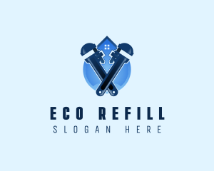 Refill - Water Pipe Wrench Plumbing logo design